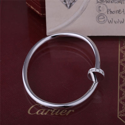 Quality JUSTE UN CLOU BRACELET in 18 Karat WHITE GOLD Nail Bracelet with DIAMONDS on Top and End factory