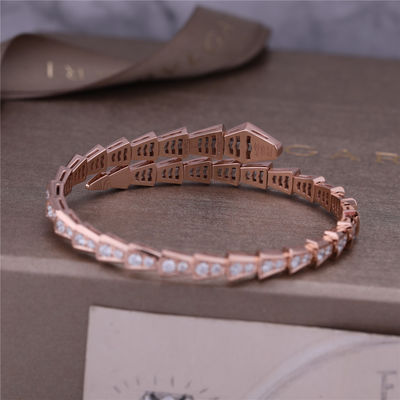 Quality Luxury Closet Rose Gold Bracelet Serpenti Viper one-coil full diamond Snake Bangle 353792 factory