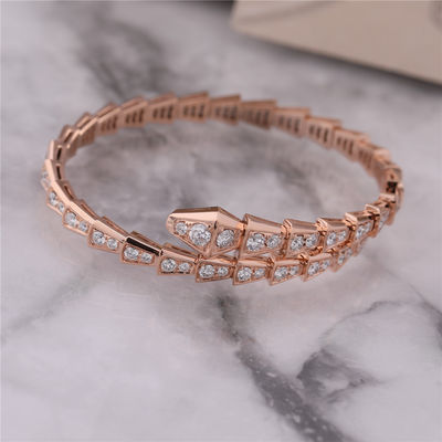 Quality Luxury Closet Rose Gold Bracelet Serpenti Viper one-coil full diamond Snake Bangle 353792 factory