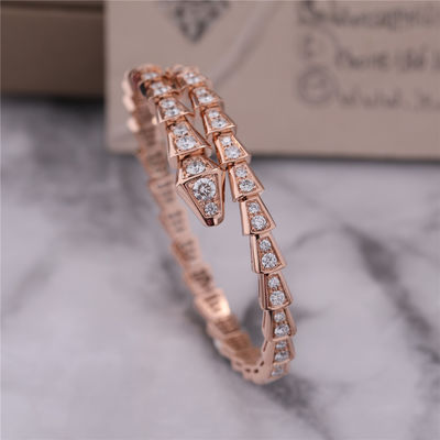 Quality Luxury Closet Rose Gold Bracelet Serpenti Viper one-coil full diamond Snake Bangle 353792 factory
