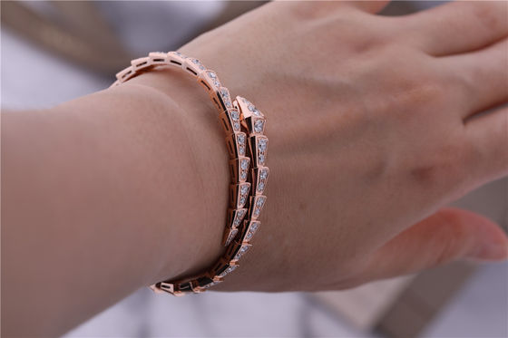 Quality Luxury Closet Rose Gold Bracelet Serpenti Viper one-coil full diamond Snake Bangle 353792 factory