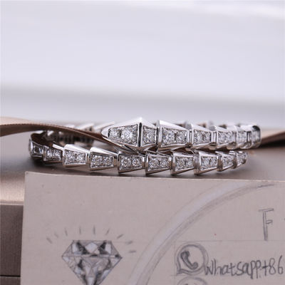 Quality Italy Romance Serpenti Viper one-coil slim bracelet in 18K white gold set with full pavé diamonds Snake Bangle factory