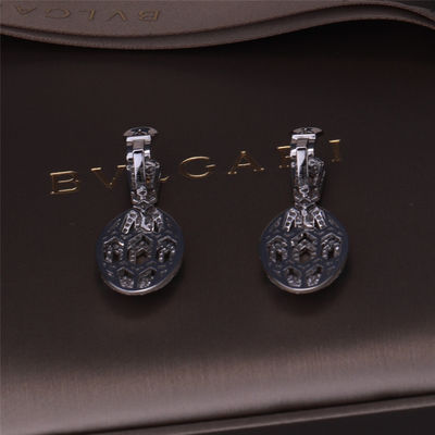 Quality Luxury Gold Brand Serpenti Earrings in 18K White Gold set with Emerald Eyes and with pavé diamonds Snake Head factory