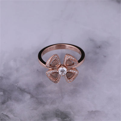 Quality Roman Love Flower Ring Fiorever 18 kt Rose Gold Ring set with a central diamond and pavé diamonds factory
