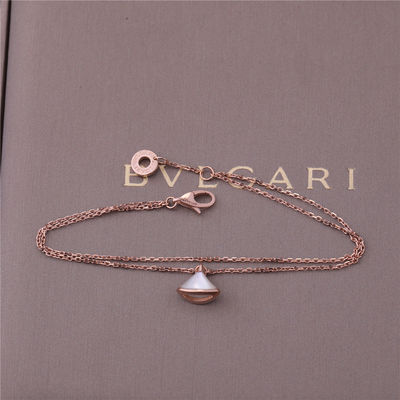 Quality 1 Motif White Mother Pearl Bracelet Rose Gold With 18K Rose Gold Pendant factory