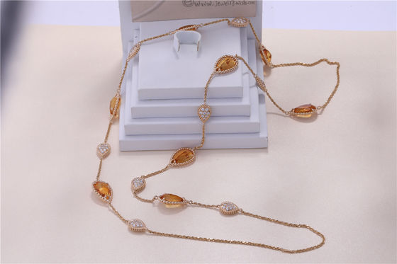 Quality Luxury Gold Jewelry Real Gold Replica Serpent Boheme Long Necklace 16 Motifs With Diamonds And Citrins Ref JCL01018 factory