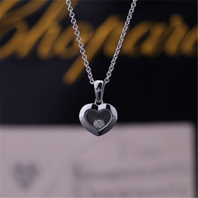 Quality Female Chopard Jewelry Happy Diamonds Icons Pendant Heart Necklace In Ethical White Gold factory