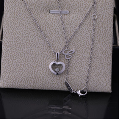 Quality Female Chopard Jewelry Happy Diamonds Icons Pendant Heart Necklace In Ethical White Gold factory