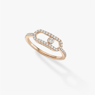 Quality Luxury Jewelry Elegant Engagement Wedding Diamond Ring Move Uno Pavee Ring In 18K Pink Gold factory