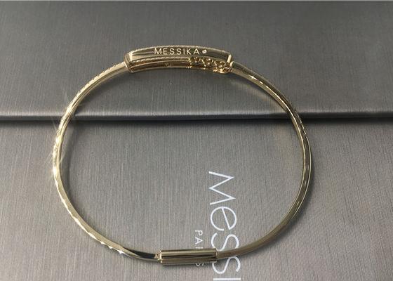 Quality 18K Paris Jewelry Yellow Gold Thin Bangle Bracelets With 3 Pieces Move Diamonds factory
