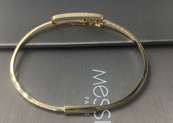 Quality 18K Paris Jewelry Yellow Gold Thin Bangle Bracelets With 3 Pieces Move Diamonds factory
