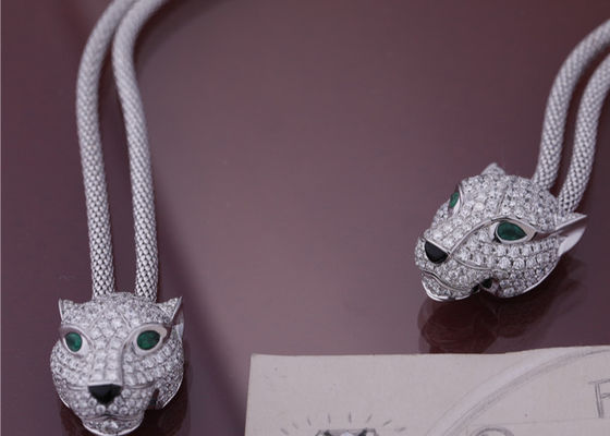 Quality PanthèRe De Cartier Necklace White Gold Diamonds Emeralds Onyx factory