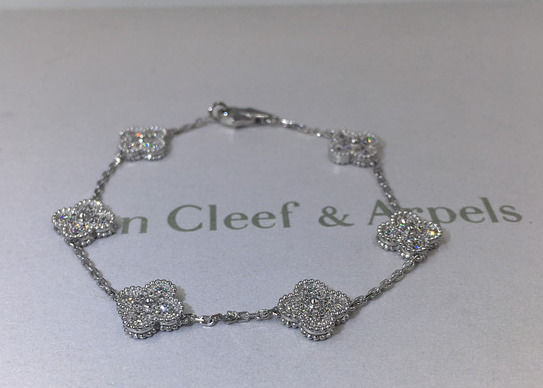 Quality Full Diamond Luxury Diamond Jewelry Sweet Alhambra Bracelet 6 Motifs White Gold factory